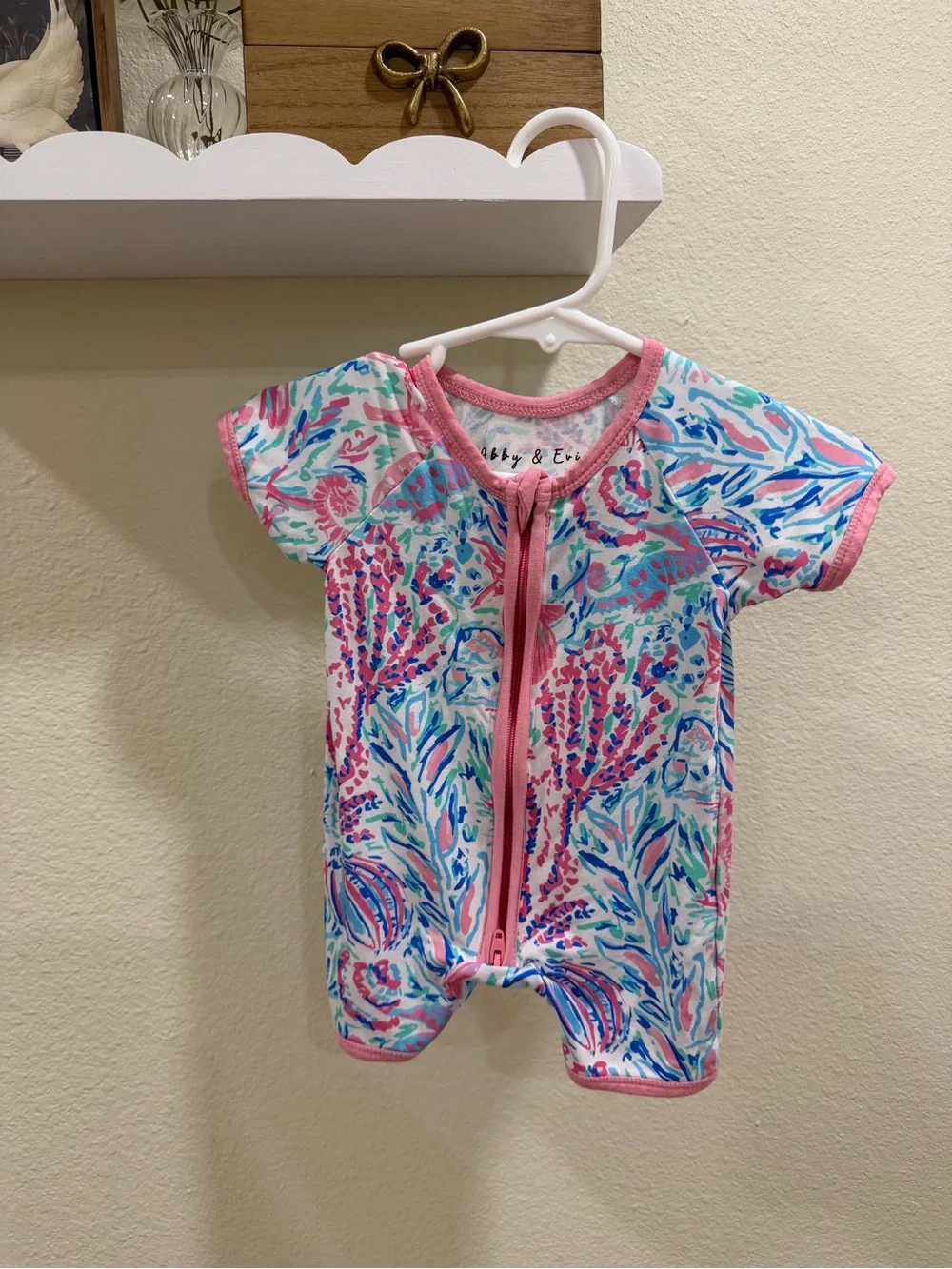 Pink Floral Zip-Front Kids One-Piece Bodysuit